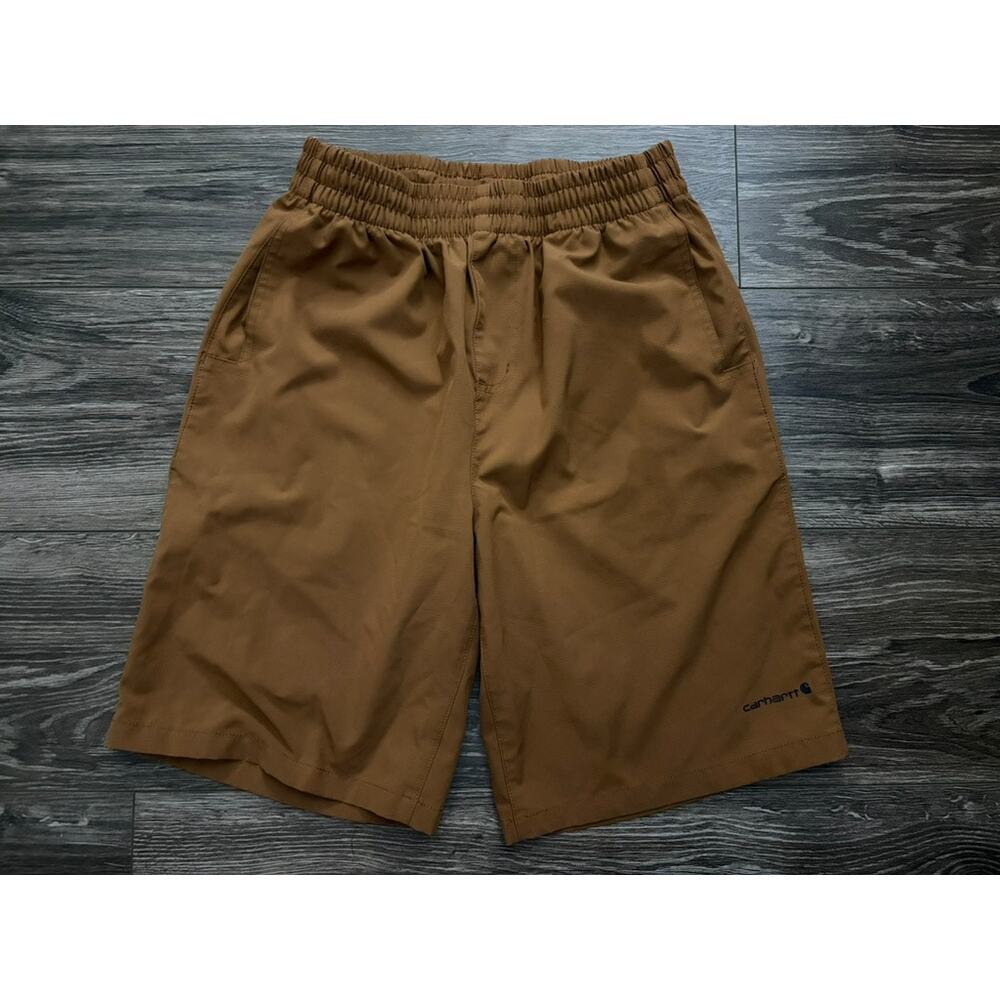 Carhartt Boys Large Rugged Flex Ripstop Work Short Brown with Pockets